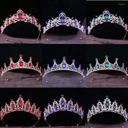 Hair Clips DIEZI Baroque Luxury Girls AB Red Green Blue Crystal Bridal Wedding Tiara Crown Bride Queen Headbands Jewelry Accessories