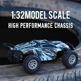 1/32 Mini Remote Control Off-Road Trucks Built-in Dual Led Lights 2.4GHz High Speed RC Crawler Vehicle Model Toys for Kids Gift 240127