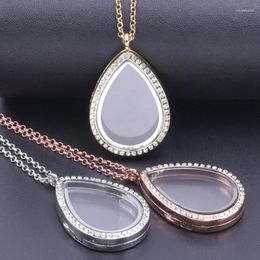 Pendant Necklaces Crystal Water Drop Shape Necklace For Women Glass Floating Locket Medallion Po Collars Long Chains Jewellery Gifts