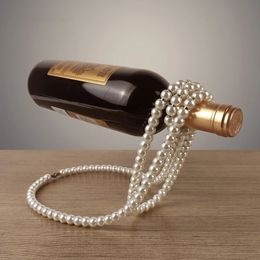 Creative Pearl Necklace Wine Rack Luxury Magic Metal Resin Hanging Suspension Wine Bottle Holder Rack Home Desktop Decoration 240119