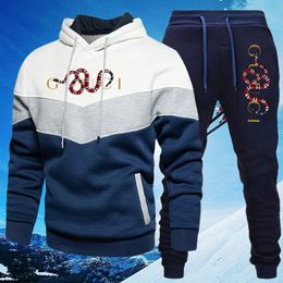 Outdoor Mens Winter Sports Tracksuit Windbreaker Sets Jogging SweatshirtPants Warm Skiing Sweat Suit Streetwear Brand Clothing 240202