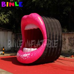 6mH (20ft) With blower wholesale Stage background props red giant inflatable lip aerated opening mouth for single party decororation