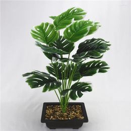 Decorative Flowers 18 Fork Turtle Back Leaf Artificial Plants For Home Room Table Accessories Green Plant Potted Fake Balcony Decoration