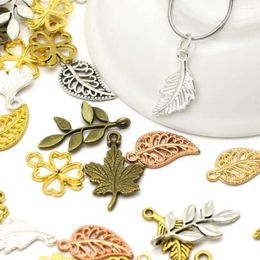 Charms Leaf Metal Pendants DIY Necklace Clover Maple Willow For Jewellery Making Vintage Material Bracelets
