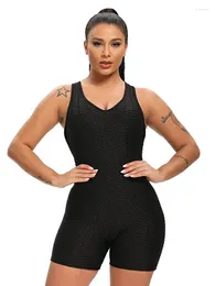 Yoga Outfit Ladies One Piece Pants Gacquard Bubble Hips Sports Fitness Running High Waist Polyester Dance Women Jumpsuit