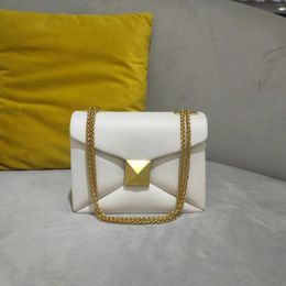 Evening Bags Cowhide Luxury Designer Leather Handbag Golden Big Rivet Chain Shoulder Small Purse Fashion Green Tote Bag Crossbody Women 2024