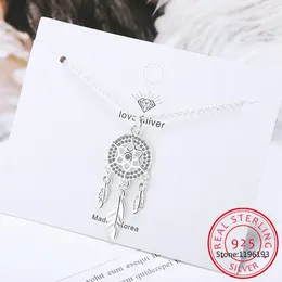 Pendants 925 Sterling Silver Dreamcatcher Feather Charm Necklace Pendant Dream Catcher Statement Choker