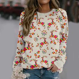 Women's Hoodies Cross-border Foreign Trade Female Christmas Elements 3D Printed All-in-one Hoodie Snow Deer Snowman Simple Long-sleeved