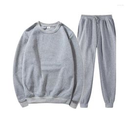 Men's Tracksuits Set Women's Cotton Autumn Winter Long Sleeved Round Neck Hoodie Solid Color Casual Fashion Pants Loose Two-piece 2024