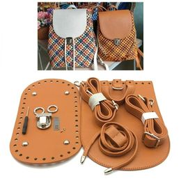 High Quality Handbag Shoulder Strap Woven Bag Set Leather Bottoms with Hardware Accessories for DIY Handmade Backpack 240202