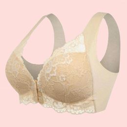 Bras Women Front Closure High Support Breathable Lace Bra Full Coverage Soft Comfy Wirefree Easy Close Underwear