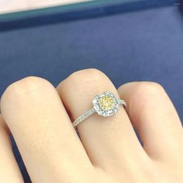 Cluster Rings YB2024 On Sale Yellow Diamonds 0.10ct Solid 18K Gold Female's Diamond Wedding Engagement For Women Fine Gifts