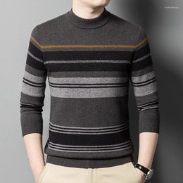 Men's Sweaters Autumn And Winter Business Leisure Thickened Woollen Sweater For Sheep Wool Round Neck Bottom Blue Grey