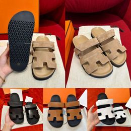 designer slide Slippers Beach Classic Flat Sandals Slide Luxury Summer Lady Leather Flip Flops Top Quality Men Women Slides sandale Size 35-44 shoes 004