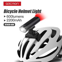 Other Lighting Accessories Gaciron V20CH-600 Bike Helmet Light Front Light Rear Light 2 in 1 Design 600 lumens USB Rechargeable Bicycle light cycling YQ240205