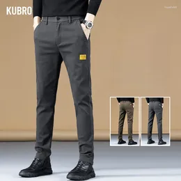 Men's Pants KUBRO 2024 Autumn Cosy Cotton Business Casual Men Straight Slim Fit Elegant Fashion Brand Clothing Elasticity Trousers