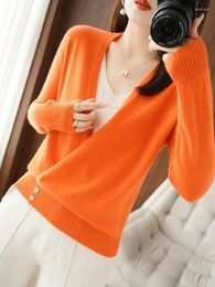 Women's Knits Cardigan Worsted Wool Long Sleeve Loose Deep V Neck Arrivals Clothing Knitted Jumper Female Outerwear Fashion Trends