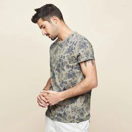 Men's T Shirts European Short Sleeved T-shirt Fashion Brand 2024 Summer Versatile Flower Printing Trend Slim Fit N