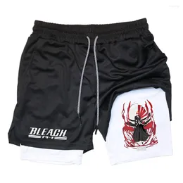 Men's Shorts Anime Bleach Gym Men 2 In 1 Workout Casual Beach Short Pants Summer Quick Dry Running Fitness Mesh Sport