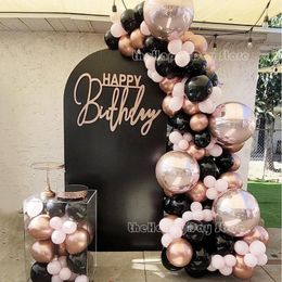 Party Decoration 1SET Black Rose Gold Pink Balloon Arch Princess Birthday Balloons Garland Kit Baby Shower Girls Wedding Decor