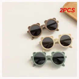 Hair Accessories 2PCS Classic Bear Ear Sunglasses High Quality Round Children Uv400 Protection Outdoor Seaside Eyeglass Vintage