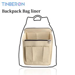 TINBERON Backpack Liner Bag Organiser Insert Women's Felt Cloth Toiletry Cosmetic Bag Handbag Organiser Backpack Storage Bags 240122