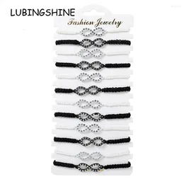 Charm Bracelets 12pcs/set Together Forever Love Infinity Bracelet For Lovers White/black String Couple Women Men's Wish Jewellery Gift
