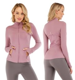 Yoga Define Jacket Women Solid Sports Breathable Coat Long Sleeve Pockets Gym Shirt Workout Tops Running Outfit Sportwear