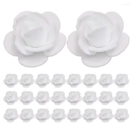 Decorative Flowers 50 Pcs Artificial Simulation Rose Head Decoration For Wedding DIY Touch Craft Making White Bride