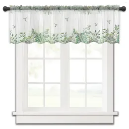 Curtain Watercolour Plant Leaves Hummingbird Green Kitchen Curtains Tulle Sheer Short Living Room Home Decor Voile Drapes