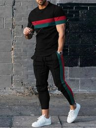 2023 Mens Top Trousers Tracksuit Sportswear Short sleeved T-shirt Long sleeved Sports Pants Street Clothing 2-piece Set for Mens Clothing 240205