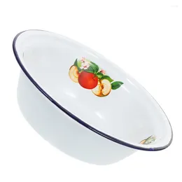 Dinnerware Sets Mixing Bowl Pattern Enamelware Salad Washing Basin Vintage Soup Round Cereal Fruit Serving Tray For Home