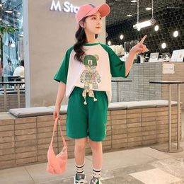 Clothing Sets Korean Baby Girl Boys Clothes Summer Junior Cartoon Bear Print T-Shirts Top And Shorts Buttom Set Children Loungewear