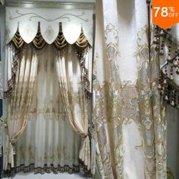 Curtain Italy Luxury Curtains For Living Rooms Apricot Bead Grey 1 Meter Wide Window