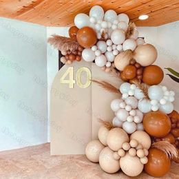 Party Decoration 102Pcs Orange Balloon Garland Kit Doubled Cream Peach Nude Brown Arch Happy 30th 40th Birtdhay Wedding Decor