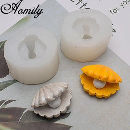 Baking Moulds Aomily 3D Pearl Shell Shaped Cake Silicone Mold Party Fondant Chocolate Candy Resin Clay Ice Block Soap Molds