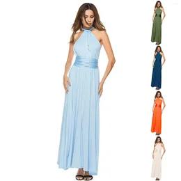 Casual Dresses Sexy Women Dress Multiway Wrap Boho Maxi Club Cross Halter Bandage Long Party Solid Elegant Bridesmaids Robe Femme