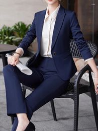 Women's Two Piece Pants ENjoyce Spring Fall Women Long Sleeve Suit Blazer Skirt Pieces Set Suits Ladies Workwear Business Interview Outfits