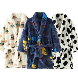 4-18 Year Autumn Winter Bathrobe Kids Sleepwear Robe Children Bath Robe Warm Soft Pajamas for Girl Boy Teenage Flannel Robe 240130