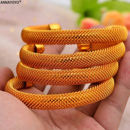 4pcsSet 24K Dubai Gold Colour Cuff Bangle For Women Ethiopian Jewellery bracelets African wedding Jewellery Bangles Party gifts 240130