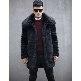 Designer Autumn and Winter Fur Collar Imitation Rabbit Coat Medium Long Fashion Jacket Black NKTC