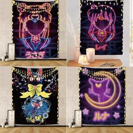 Tapestries Sailor Moon Fluorescence Tapestry Anime Cute Style Suitable For Living Room Bedroom Collect Aesthetic Decoration
