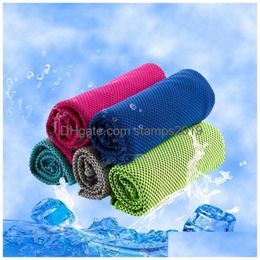 Towel 30X90Cm Ice Cold Sports Cooling Summer Sunstroke Exercise Polyester Towels Soft Breathable 10 Colours Bh2139 Drop Delivery Home Dhpnd