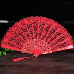 Decorative Figurines Colourful Lace Folding Fans Dancing Hand Fan Old Wedding Decor Accessories Home Decoration Ornament