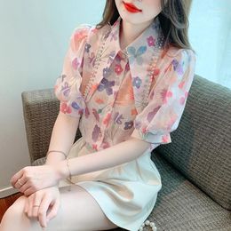 Women's Blouses Ladies Korean Fashion Casual Printing Shirts Blouse Women Tops Woman Button Up Shirt Female Girls Long Sleeve BPy3690