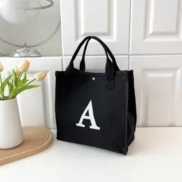 Shopping Bags Canvas Tote Bag For Women Letters Print Ladies Casual Handbag Grocery Reusable Beach Shopper Minimalism