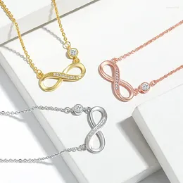 Pendant Necklaces Fashion Infinity Number Eight Crystal Necklace For Women Choker Lucky Geometric Gold/Silver Color Long Chain Jewelry