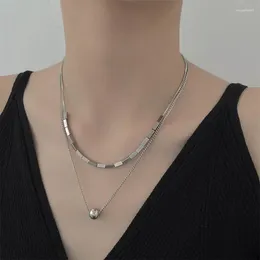 Chains Hip Hop Round Ball Small Square Beading Double Necklace For Women Punk Gothic Female Men Necklaces Party Jewelry Accessories