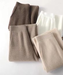 Women's Pants Autumn And Winter Wool Knit Loose Slimming Casual Straight Cashmere Wide Leg Moped