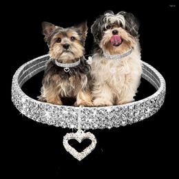 Dog Collars Luxury Glitter Heart Adjustable Crystal Rhinestone Diamond For Puppy Necklace Pet Collar